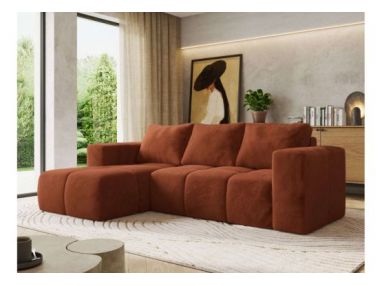 Narożnik MONIVA L - strona lewa - pomarańczowy, plusz