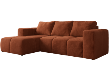 Narożnik MONIVA L - strona lewa - pomarańczowy, plusz