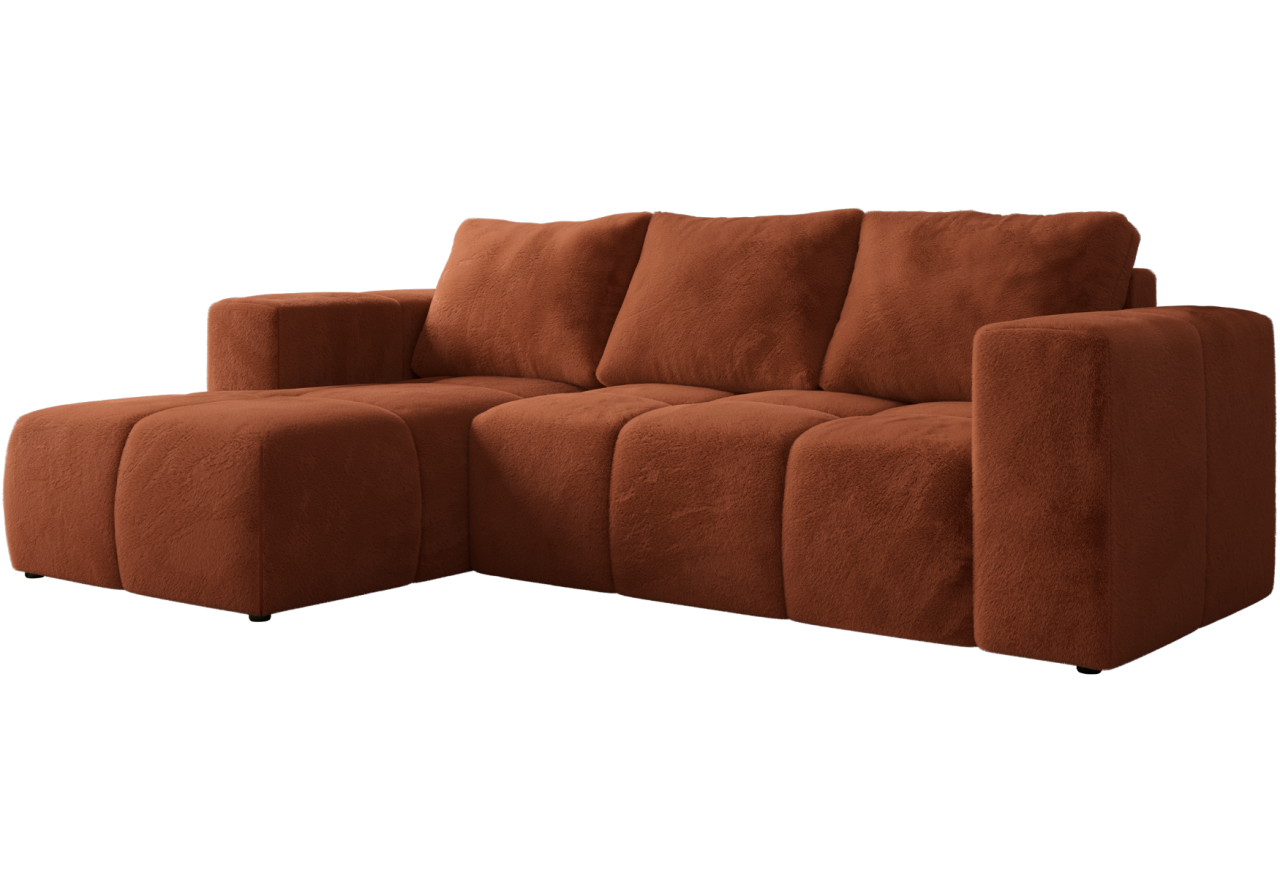 Narożnik MONIVA L - strona lewa - pomarańczowy, plusz