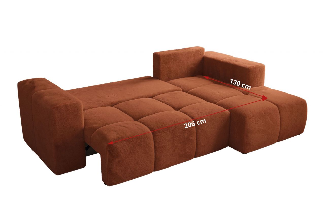 Narożnik MONIVA L - strona lewa - pomarańczowy, plusz