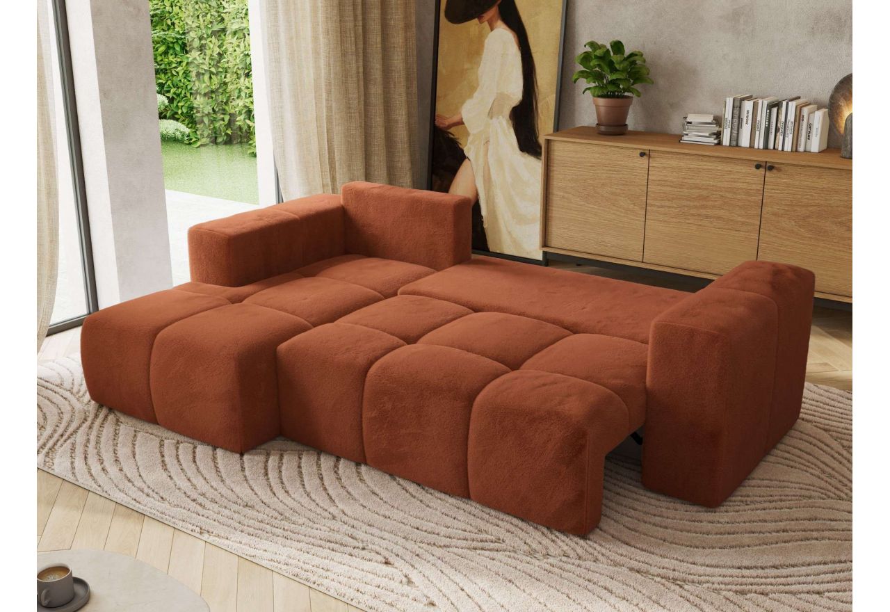 Narożnik MONIVA L - strona lewa - pomarańczowy, plusz