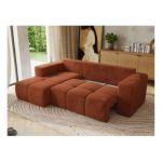 Narożnik MONIVA L - strona lewa - pomarańczowy, plusz