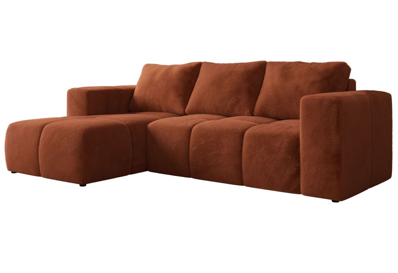 Narożnik MONIVA L - strona lewa - pomarańczowy, plusz