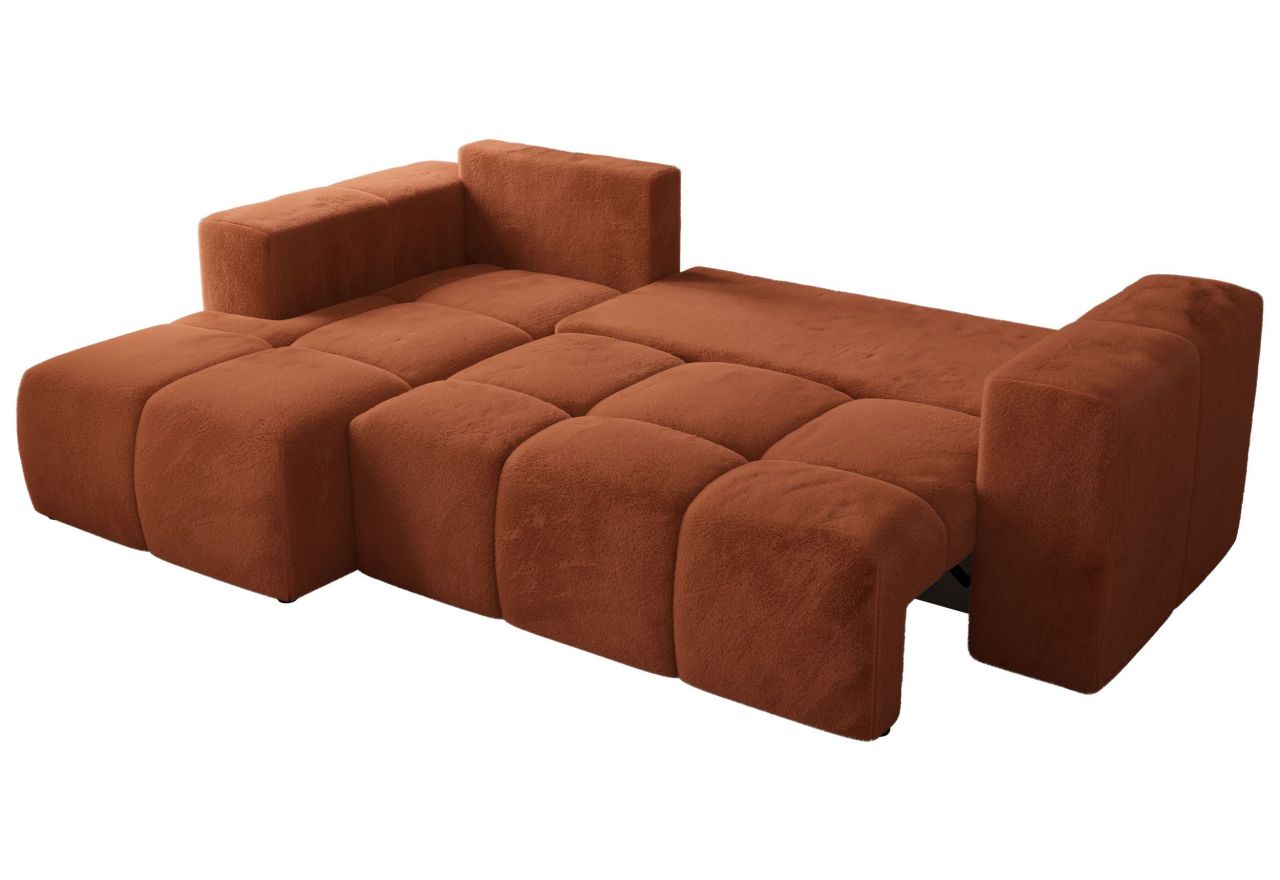 Narożnik MONIVA L - strona lewa - pomarańczowy, plusz