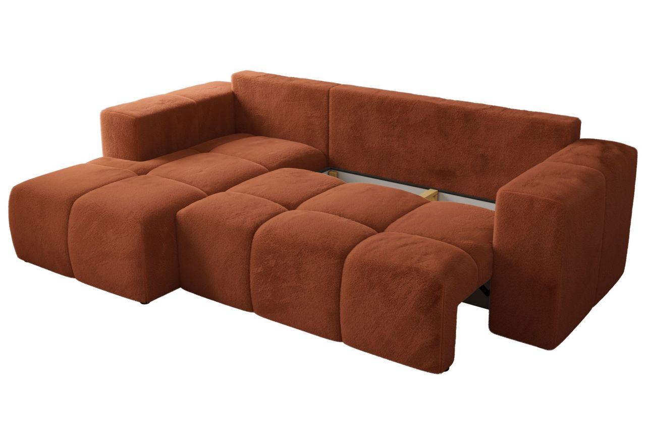 Narożnik MONIVA L - strona lewa - pomarańczowy, plusz