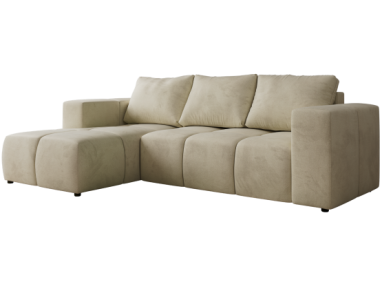 Narożnik MONIVA L - strona lewa - beżowy, welwet