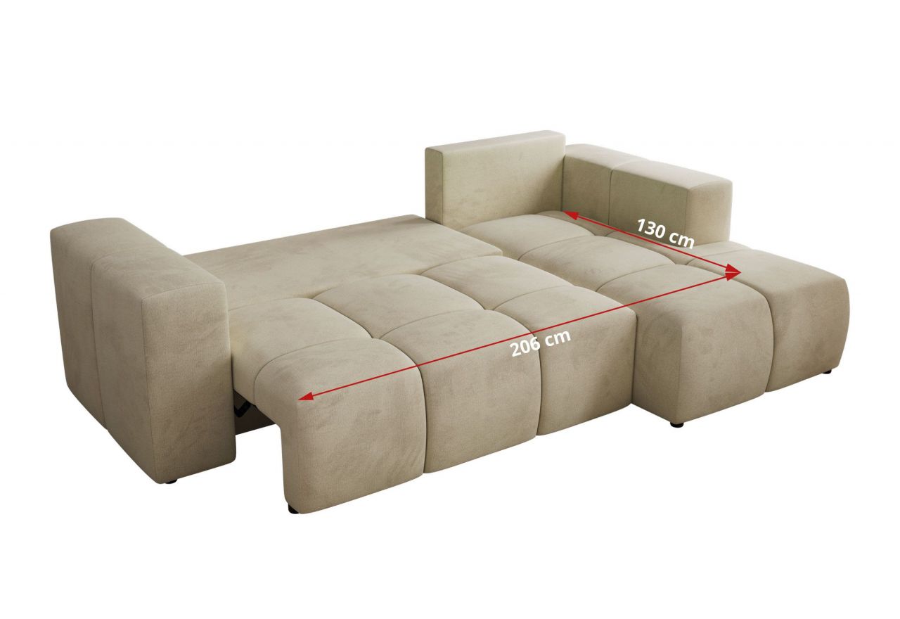 Narożnik MONIVA L - strona lewa - beżowy, welwet