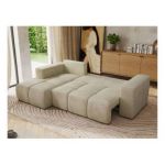 Narożnik MONIVA L - strona lewa - beżowy, welwet