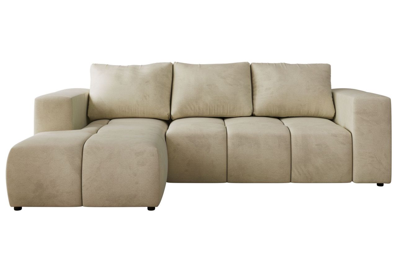 Narożnik MONIVA L - strona lewa - beżowy, welwet