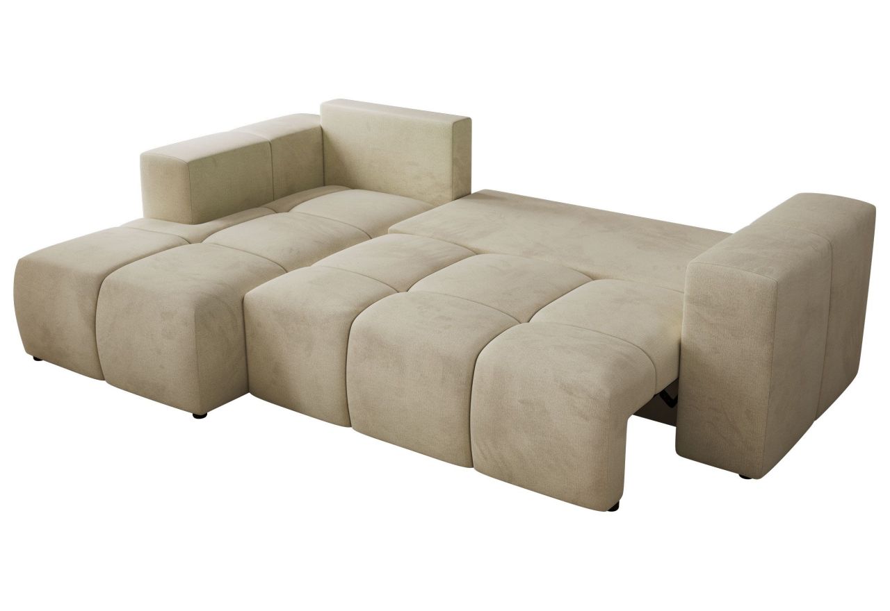 Narożnik MONIVA L - strona lewa - beżowy, welwet