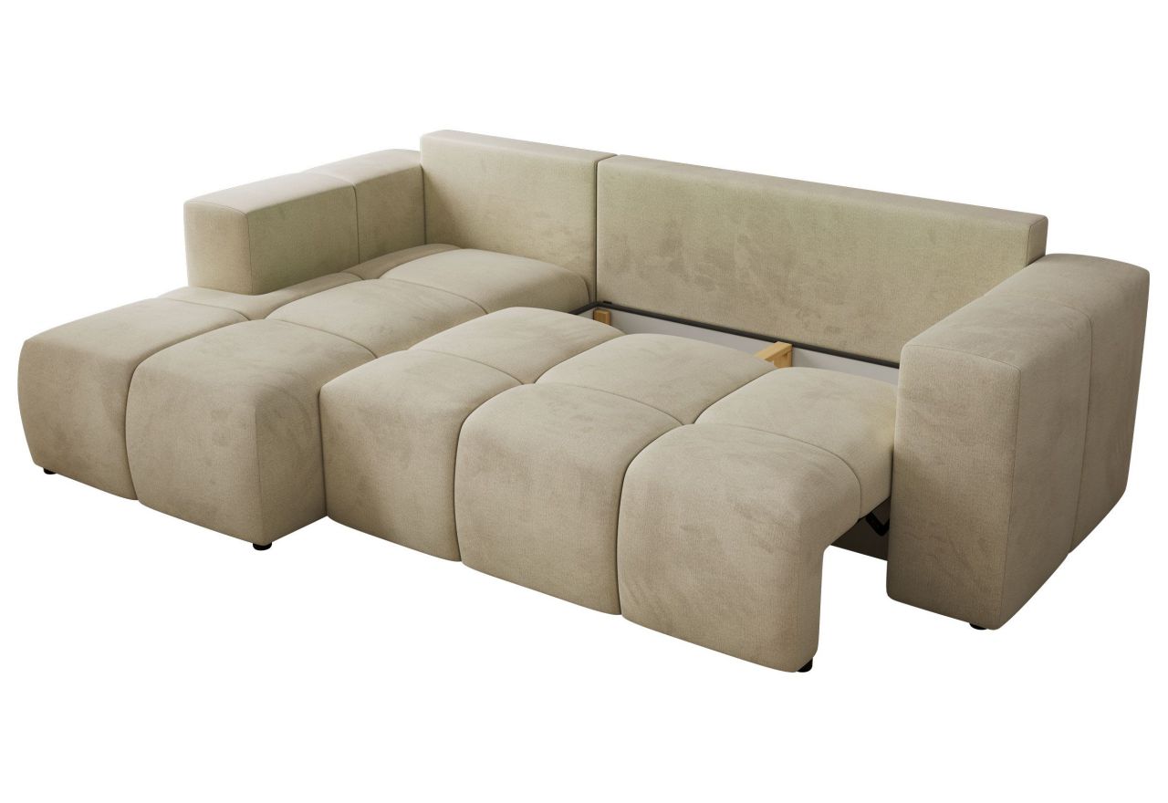 Narożnik MONIVA L - strona lewa - beżowy, welwet