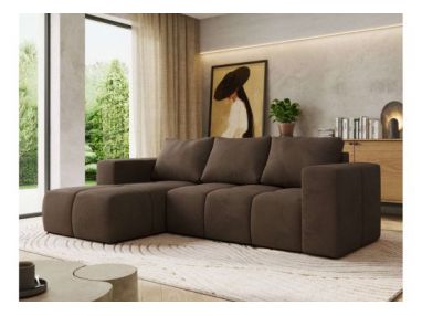 Narożnik MONIVA L - strona lewa - brązowy, welwet