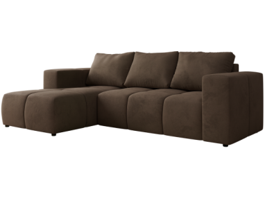 Narożnik MONIVA L - strona lewa - brązowy, welwet