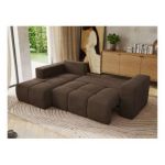 Narożnik MONIVA L - strona lewa - brązowy, welwet