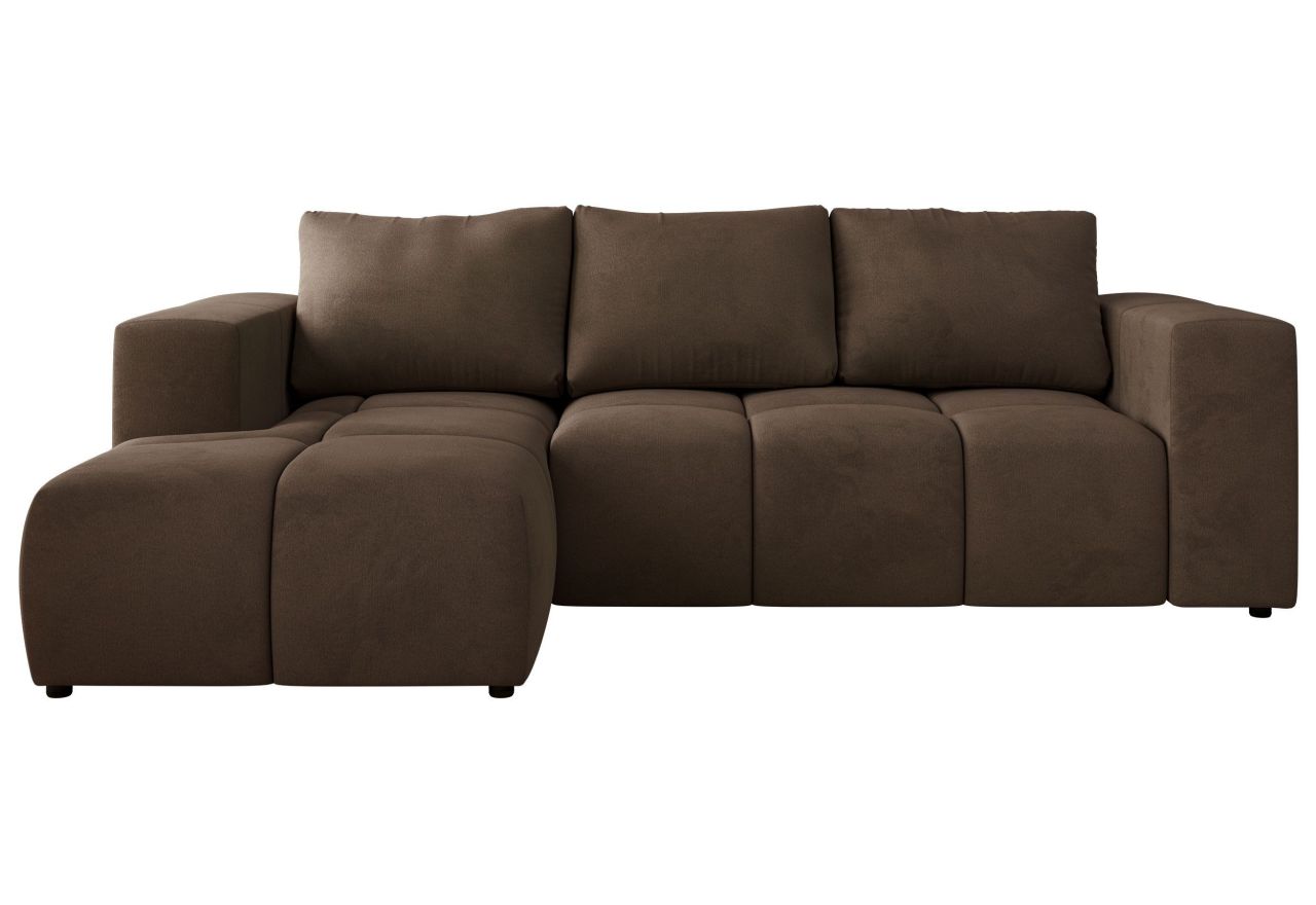 Narożnik MONIVA L - strona lewa - brązowy, welwet