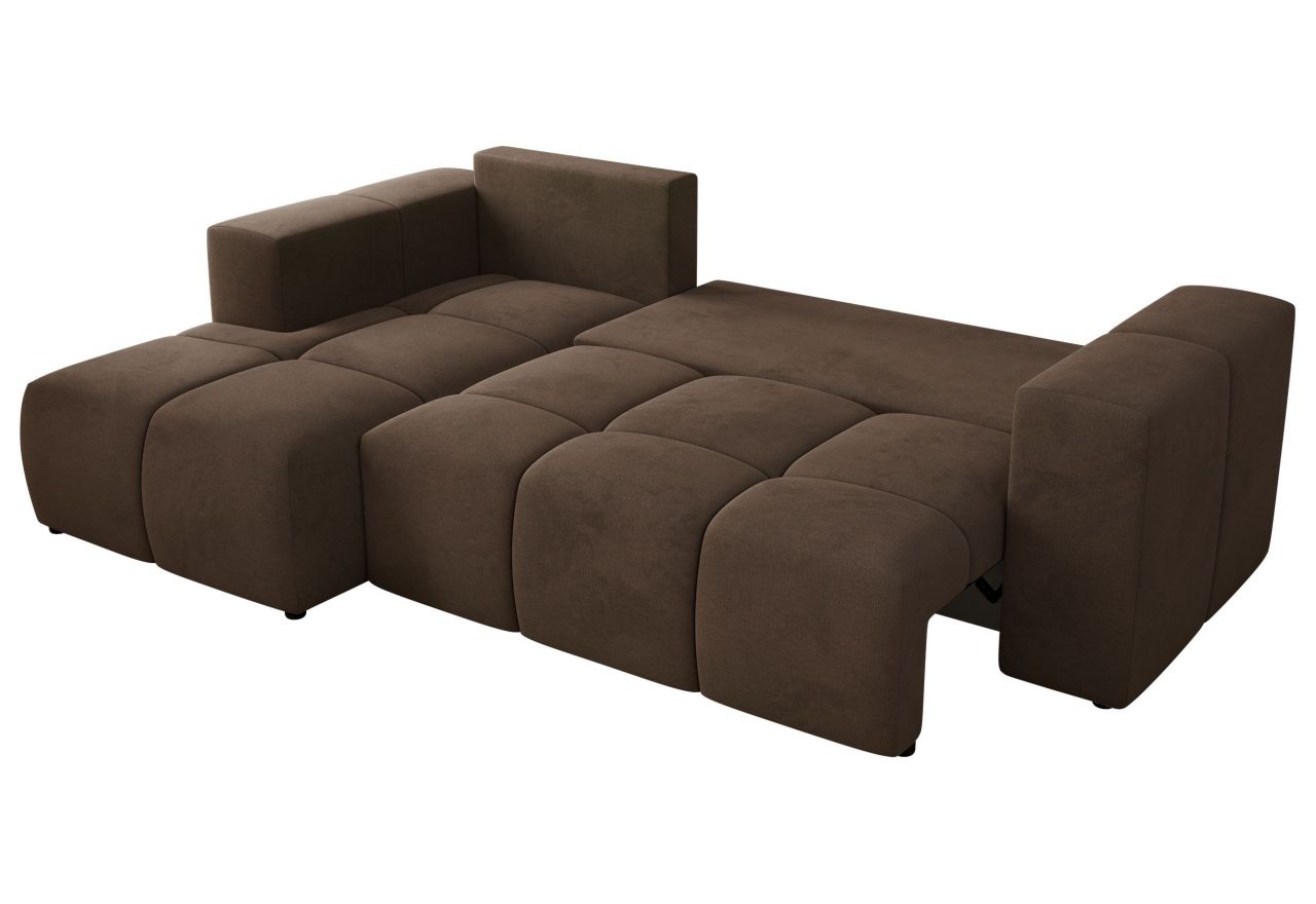 Narożnik MONIVA L - strona lewa - brązowy, welwet