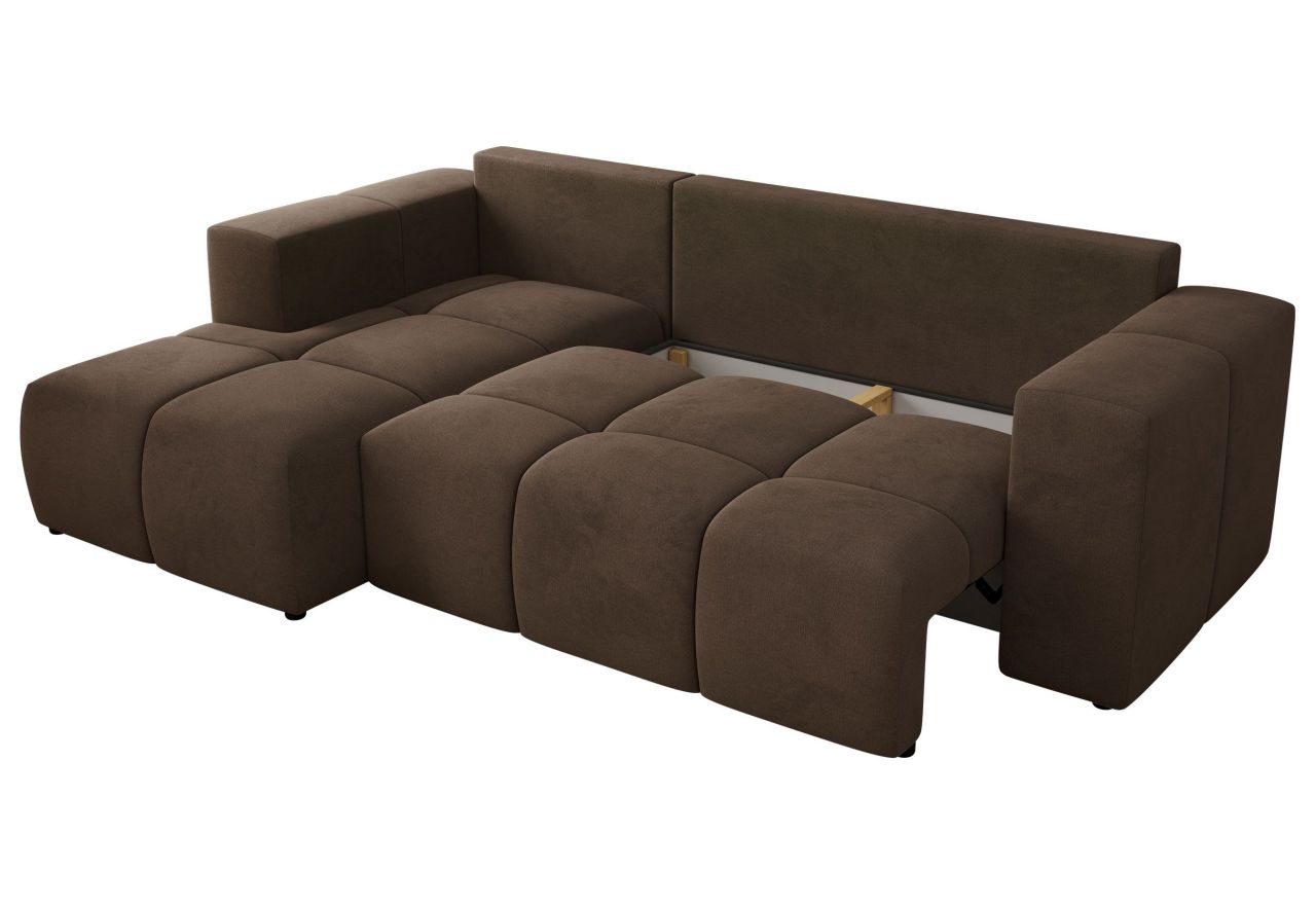 Narożnik MONIVA L - strona lewa - brązowy, welwet