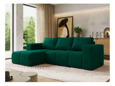 Narożnik MONIVA L - strona lewa - ciemnozielony, welwet