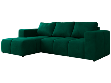 Narożnik MONIVA L - strona lewa - ciemnozielony, welwet