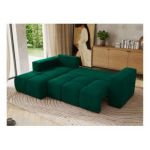 Narożnik MONIVA L - strona lewa - ciemnozielony, welwet