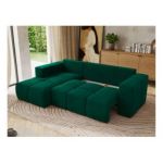 Narożnik MONIVA L - strona lewa - ciemnozielony, welwet