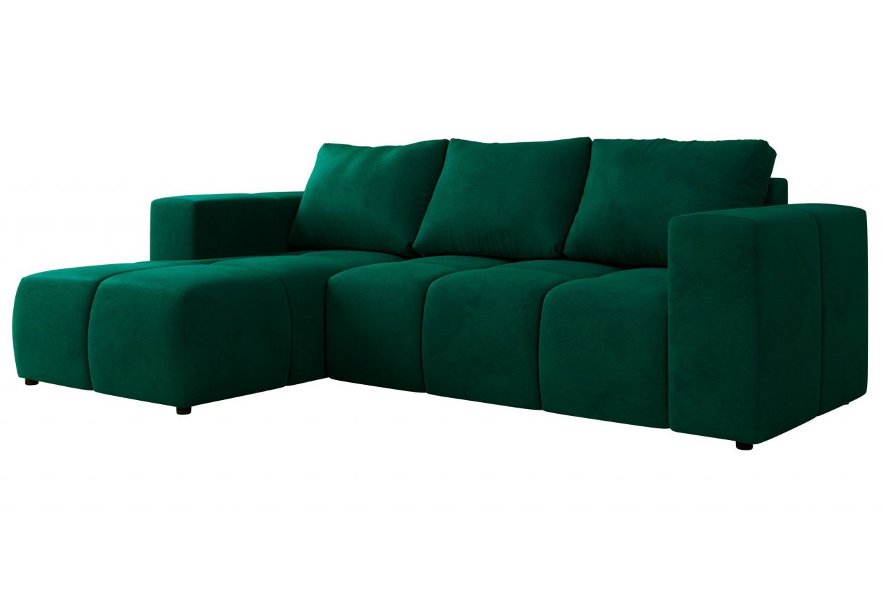 Narożnik MONIVA L - strona lewa - ciemnozielony, welwet