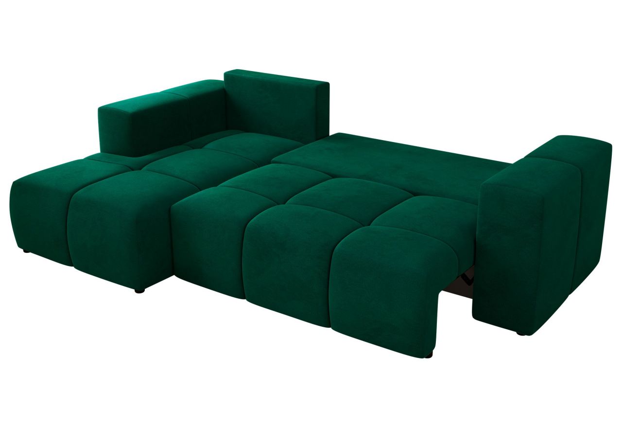 Narożnik MONIVA L - strona lewa - ciemnozielony, welwet