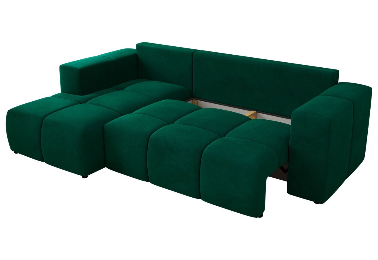 Narożnik MONIVA L - strona lewa - ciemnozielony, welwet