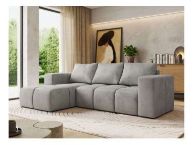 Narożnik MONIVA L - strona lewa - jasnoszary, welwet