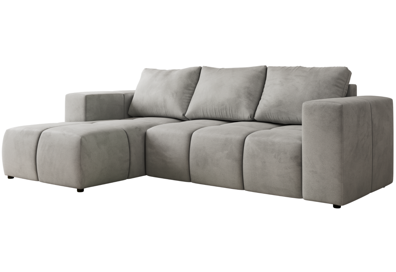 Narożnik MONIVA L - strona lewa - jasnoszary, welwet