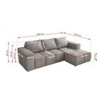 Narożnik MONIVA L - strona lewa - jasnoszary, welwet