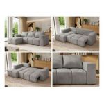 Narożnik MONIVA L - strona lewa - jasnoszary, welwet