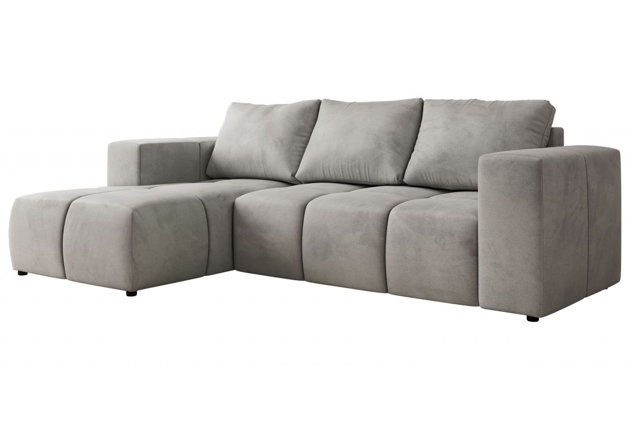 Narożnik MONIVA L - strona lewa - jasnoszary, welwet