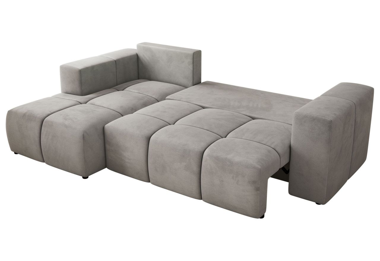 Narożnik MONIVA L - strona lewa - jasnoszary, welwet