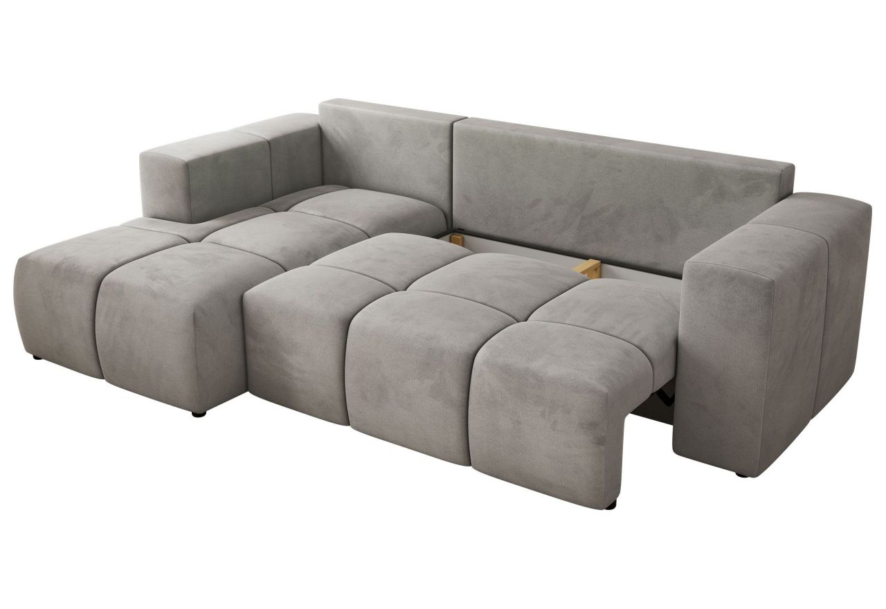 Narożnik MONIVA L - strona lewa - jasnoszary, welwet