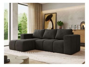 Narożnik MONIVA L - strona lewa - ciemnoszary, welwet