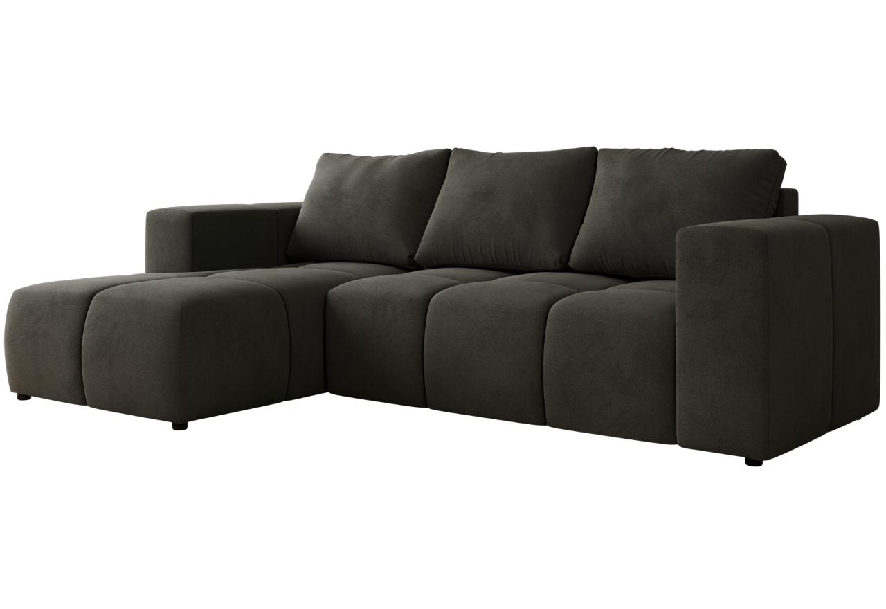 Narożnik MONIVA L - strona lewa - ciemnoszary, welwet