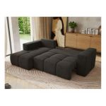 Narożnik MONIVA L - strona lewa - ciemnoszary, welwet