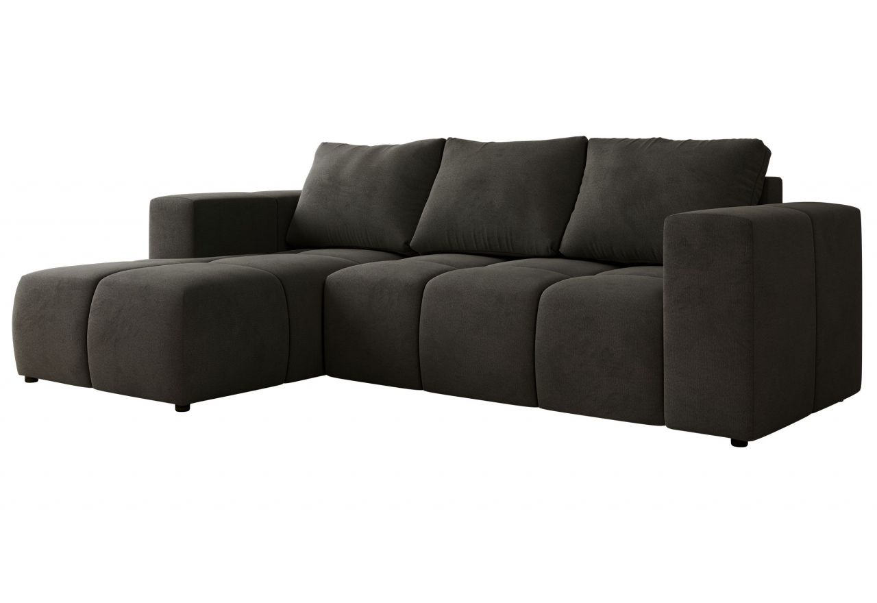 Narożnik MONIVA L - strona lewa - ciemnoszary, welwet