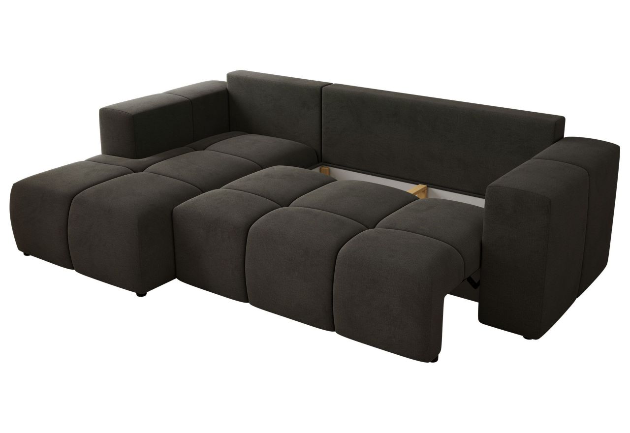 Narożnik MONIVA L - strona lewa - ciemnoszary, welwet