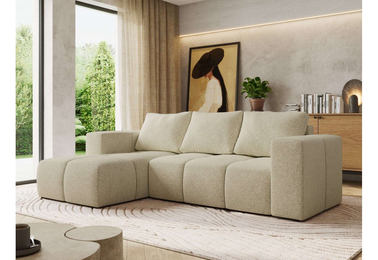 Narożnik MONIVA L - strona lewa - kremowy, struktura