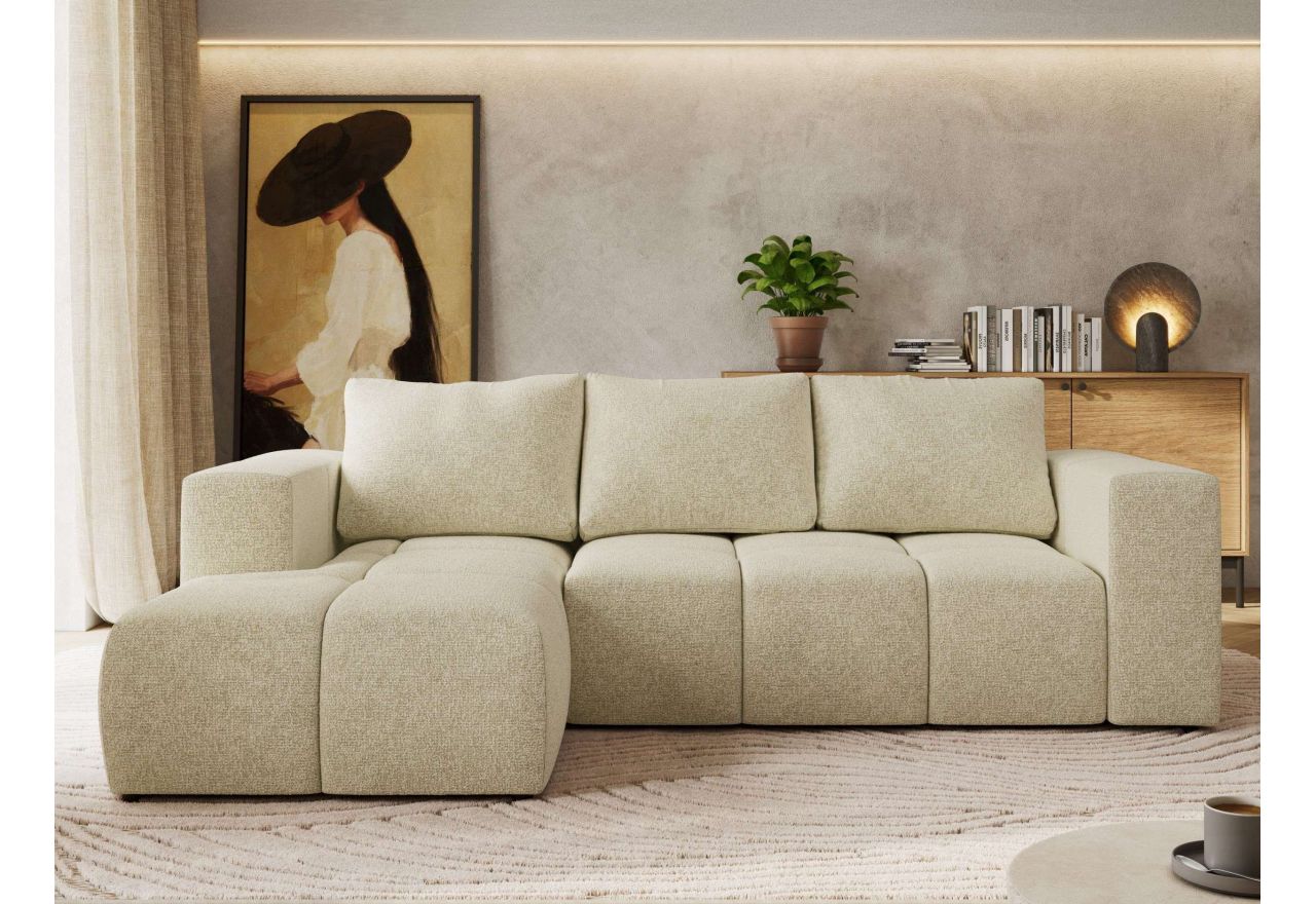 Narożnik MONIVA L - strona lewa - kremowy, struktura