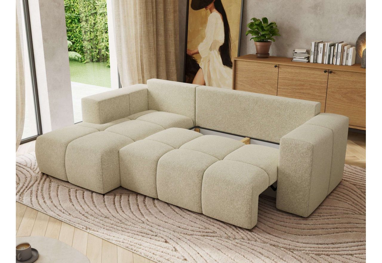 Narożnik MONIVA L - strona lewa - kremowy, struktura