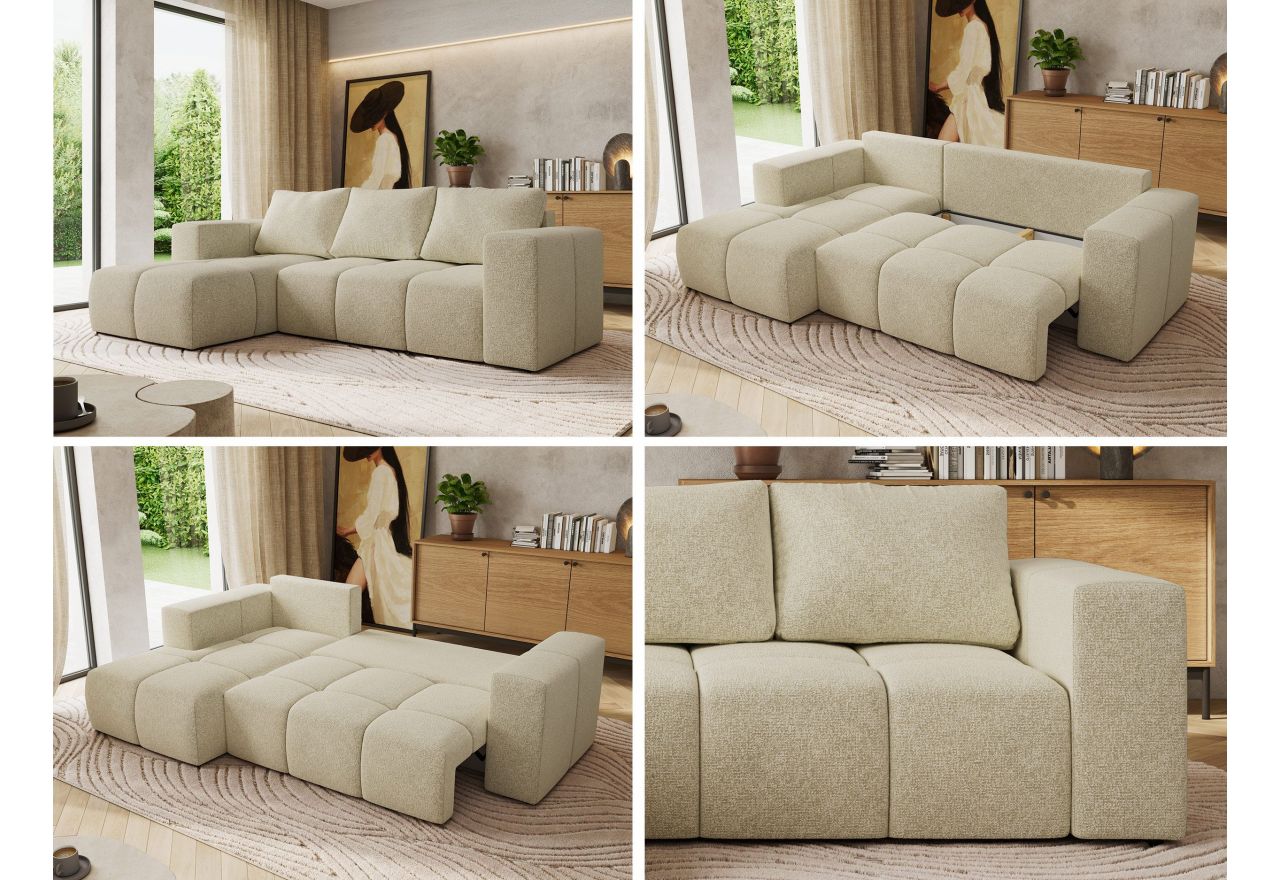 Narożnik MONIVA L - strona lewa - kremowy, struktura