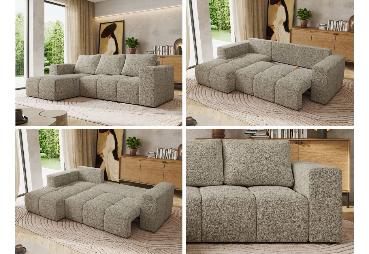 Narożnik MONIVA L - strona lewa - beżowy, struktura