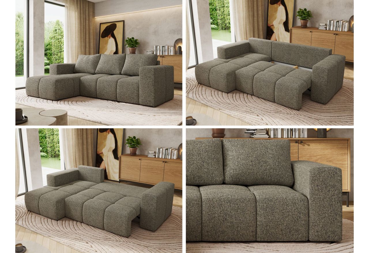 Narożnik MONIVA L - strona lewa - szary, struktura