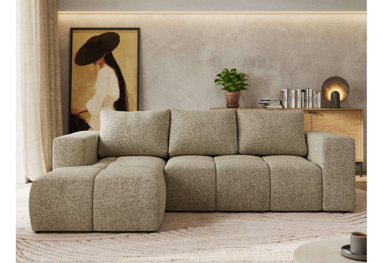 Narożnik MONIVA L - strona lewa - ciemnobeżowy, struktura