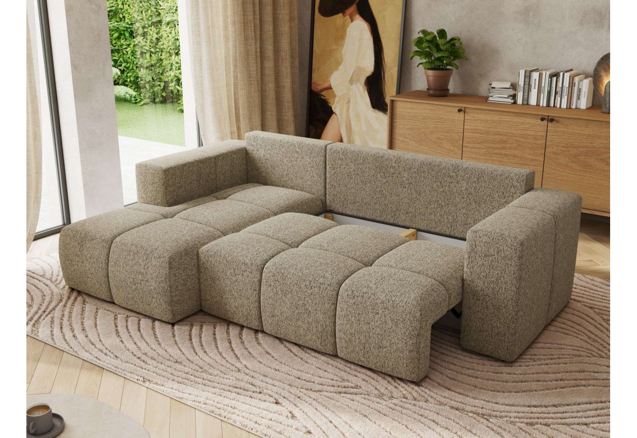 Narożnik MONIVA L - strona lewa - ciemnobeżowy, struktura