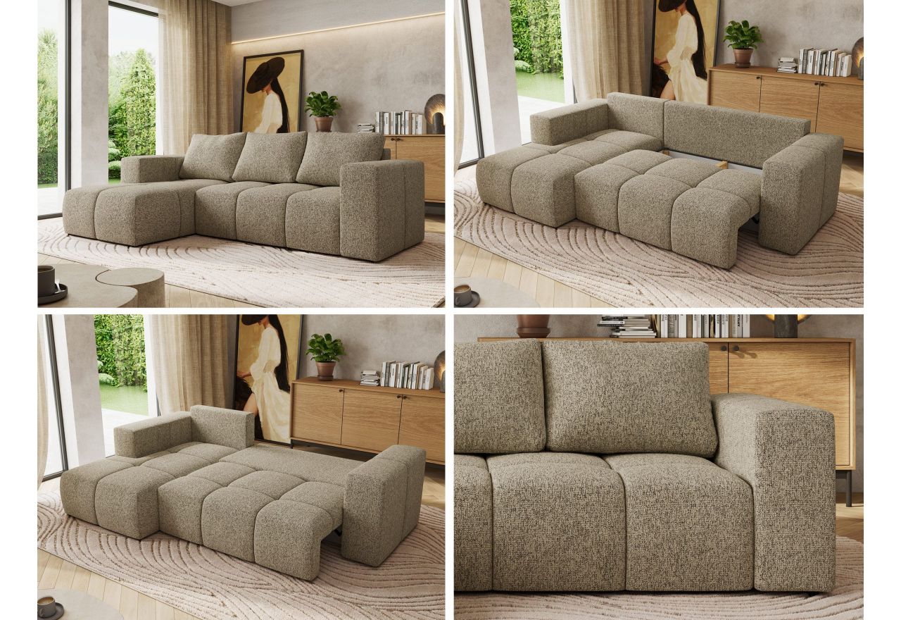 Narożnik MONIVA L - strona lewa - ciemnobeżowy, struktura