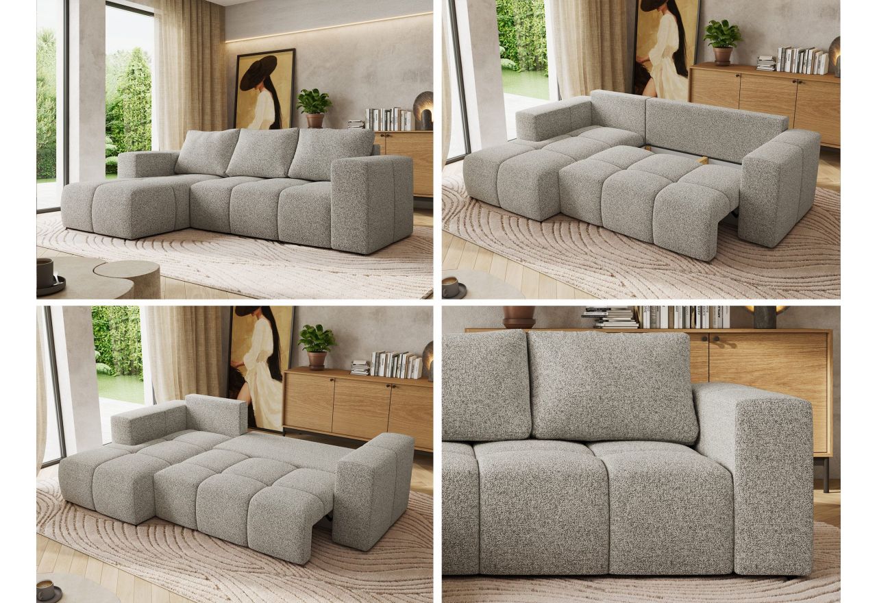 Narożnik MONIVA L - strona lewa - jasnoszary, struktura